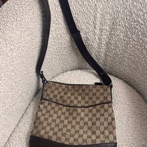 Gucci Tan and Brown Logo Crossbody Bag